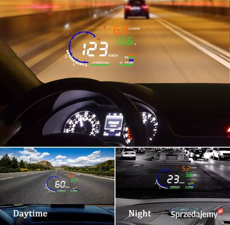 HUD A8 55 OBD2 projektor na szybę LED prędkość Gadgety motoryzacyjne Łódź