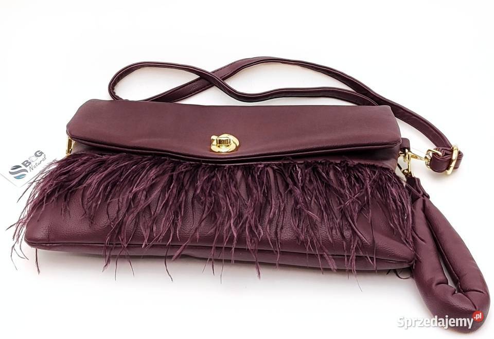 Elegancka Torebka Listonoszka Kopertówka Piórka