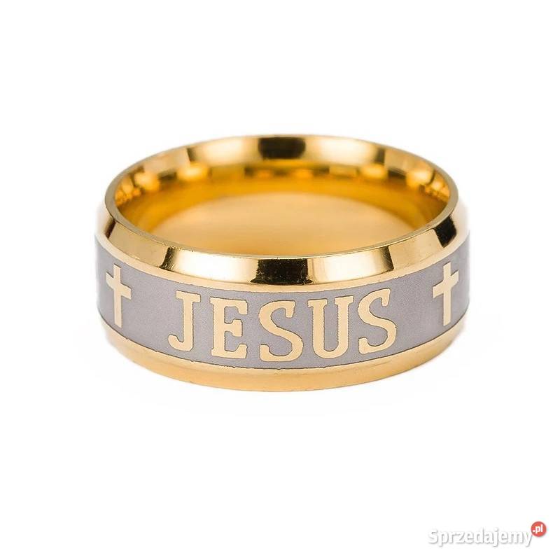 Piękny grawerowana obrączka JEZUS 3kolory świętokrzyskie Starachowice