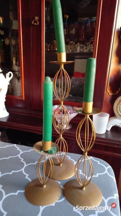 3 świeczniki mosiężny drut mazowieckie Warszawa
