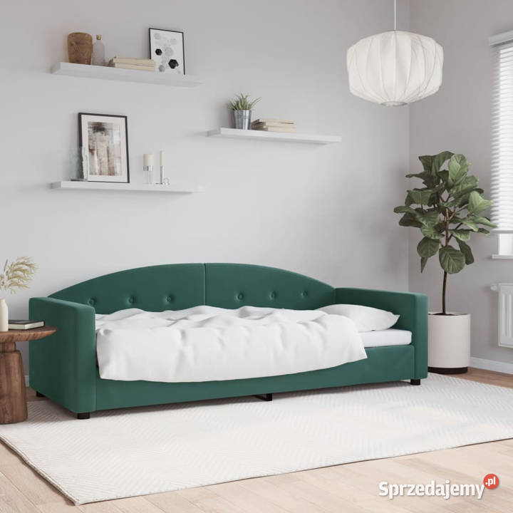 Sofa z funkcją spania ciemnozielona aksamitna Łóżka mazowieckie Warszawa