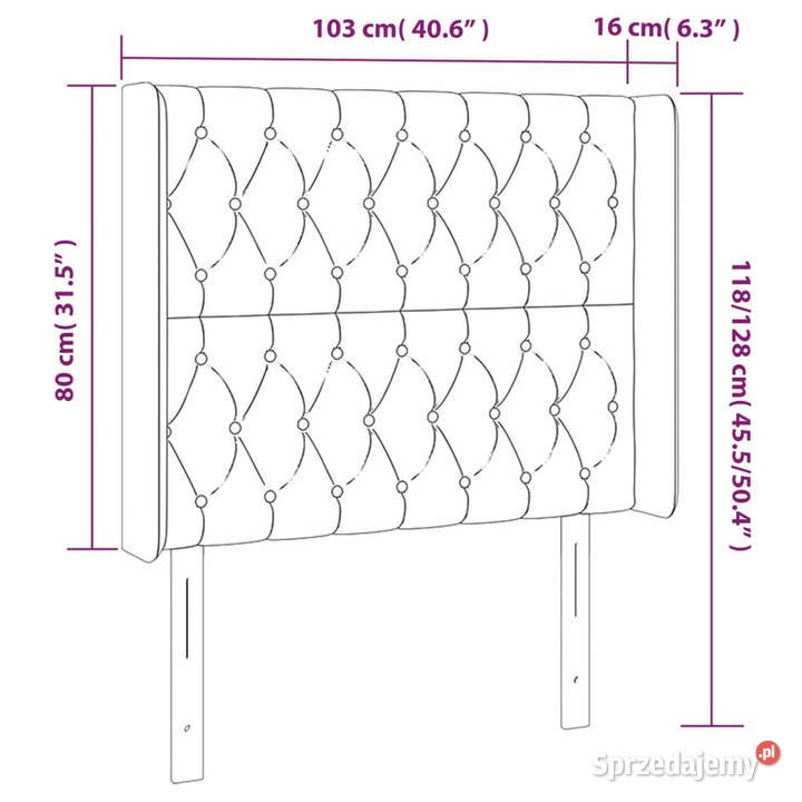 Zagłówek do łóżka z LED niebieski 103x16x118128