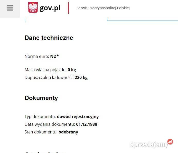 Przyczepka lekka pozostałość sam spomasz błysk Rok produkcji 1988 Brodnica