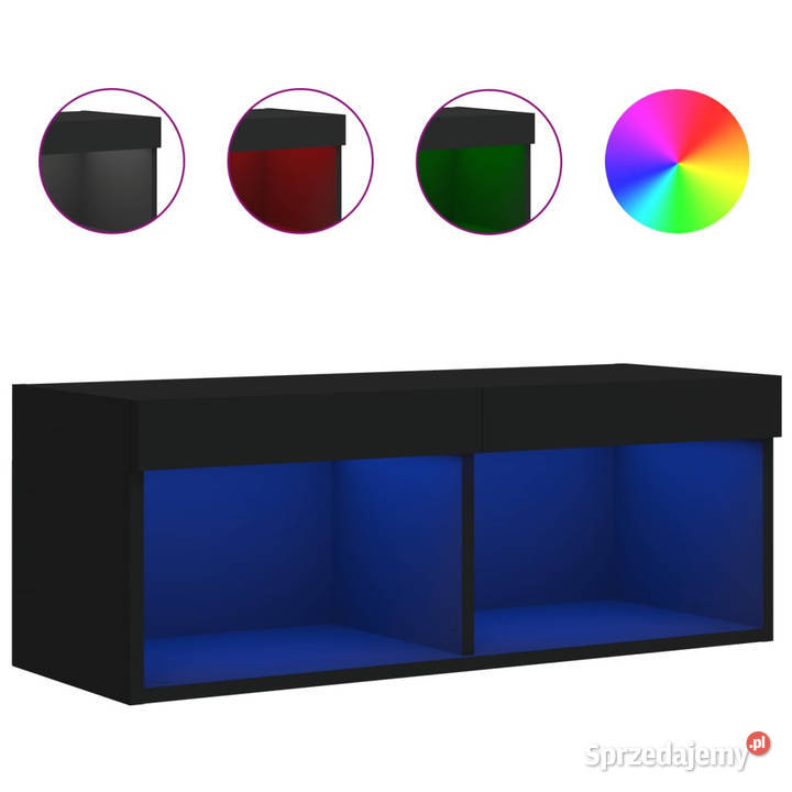 Szafka TV z LED czarna 80x30x30 WM837143 RTV Warszawa