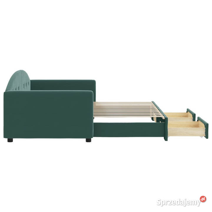 Sofa rozsuwana z szufladami ciemnozielona Warszawa