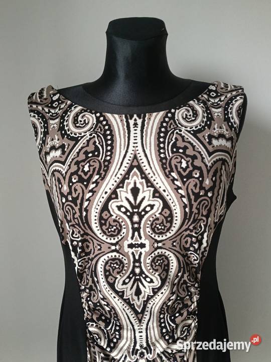 Tweedowa Sukienka czarna z brązowym bez rękawów Krosno sprzedam