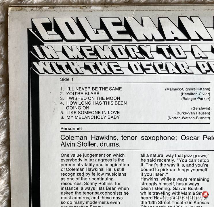 Coleman Hawkins with The Oscar Peterson Quartet Szczecin sprzedam