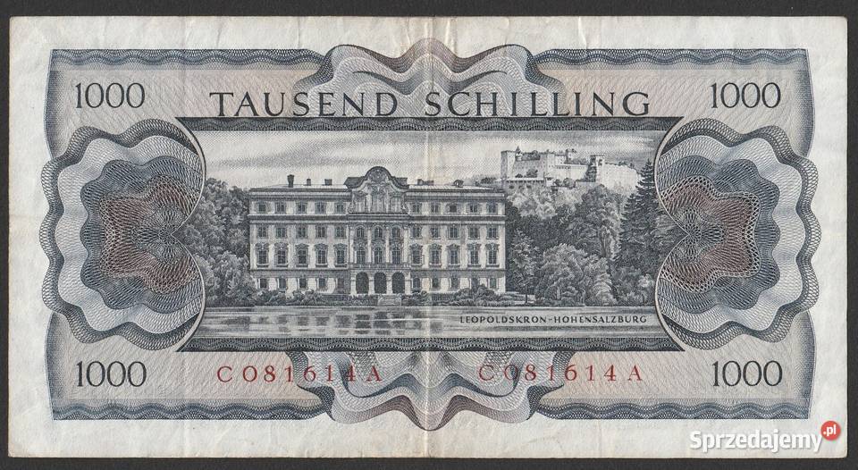 AUSTRIA 1000 SCHILLING 1966 C BERTHA VON SUTTNER Łódź sprzedam