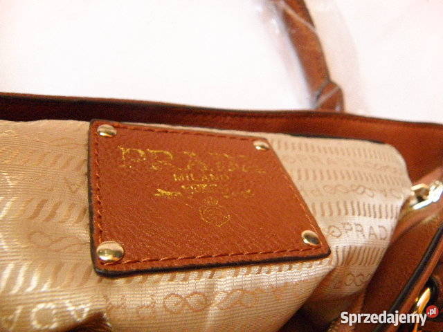 PRADA MILANO TORBA LISTONOSZKA ZŁOTE LOGO CAMEL Zgierz sprzedam