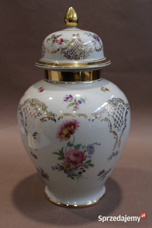 Porcelanowa amfora w kwiaty wys 27 472 Szczecin