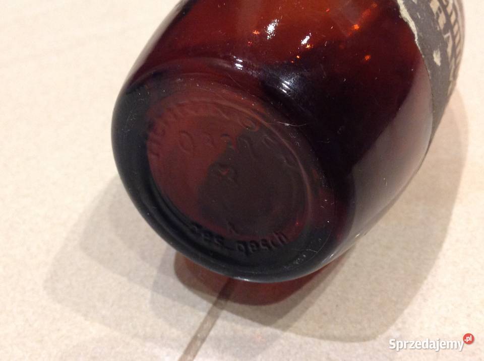 Stara Butelka Szklana z Porcelanką poj 033 L Nowa Sól