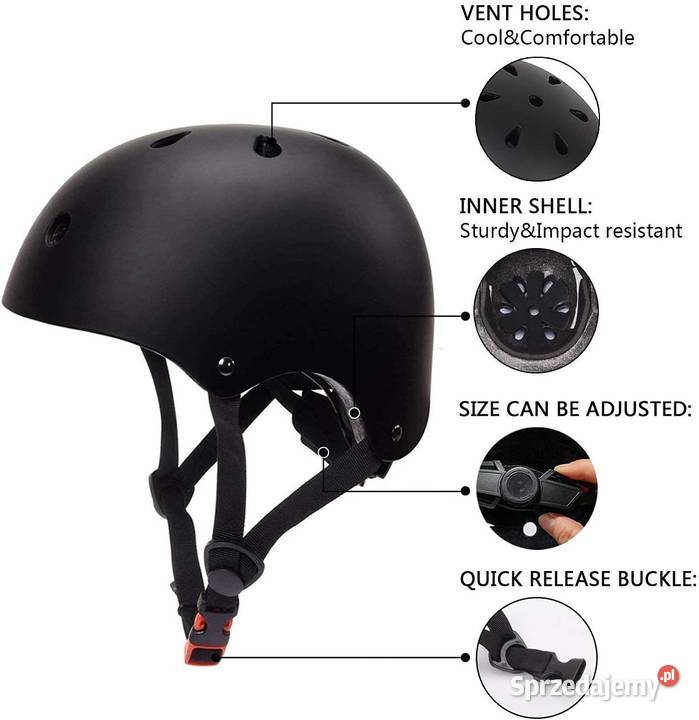 XJD dziecięcy kask na hulajnogę S czarny 4955