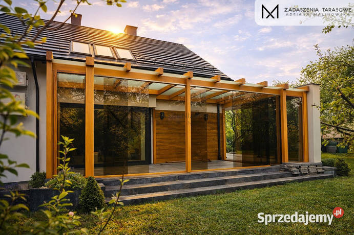Zadaszenie tarasu Szkło i drewno Producent opolskie sprzedam