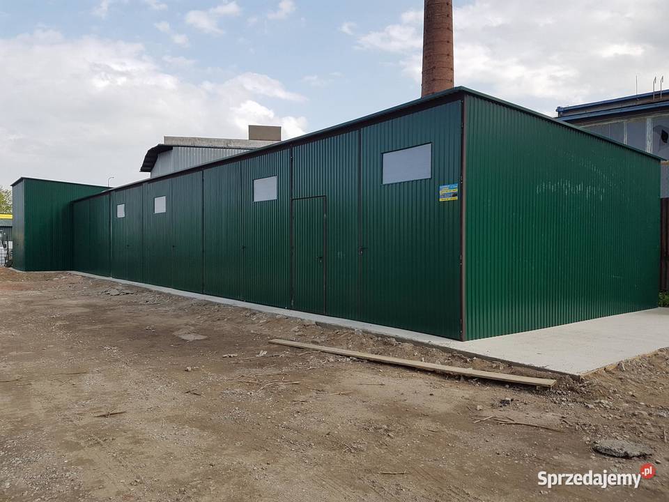 Blaszana montowana hala 16x6m ciemnozielony