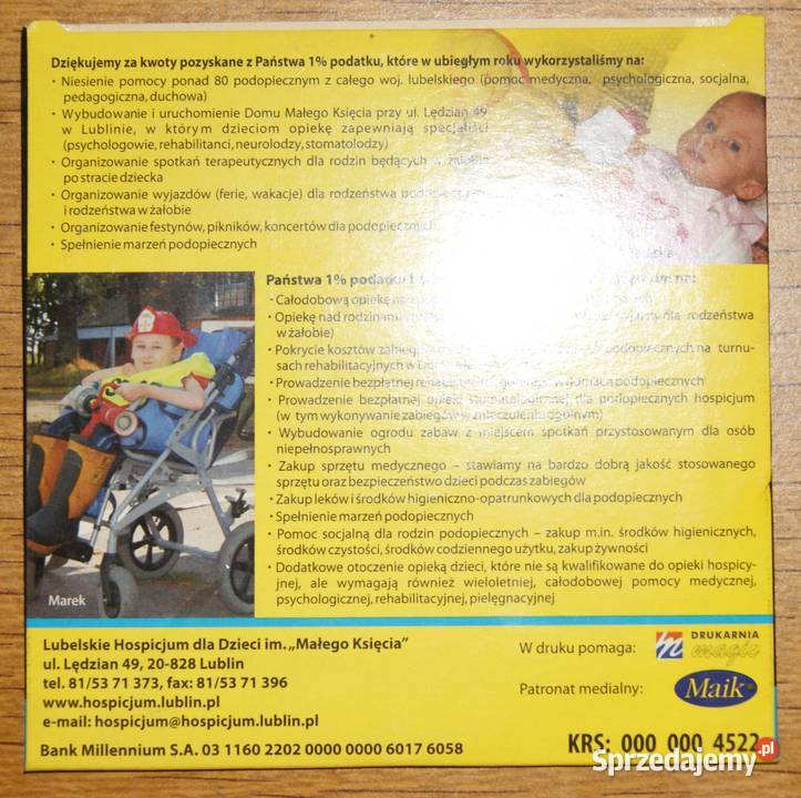 PIT 2009 Lubelskie hospicjum dzieci im Małego Parczew sprzedam