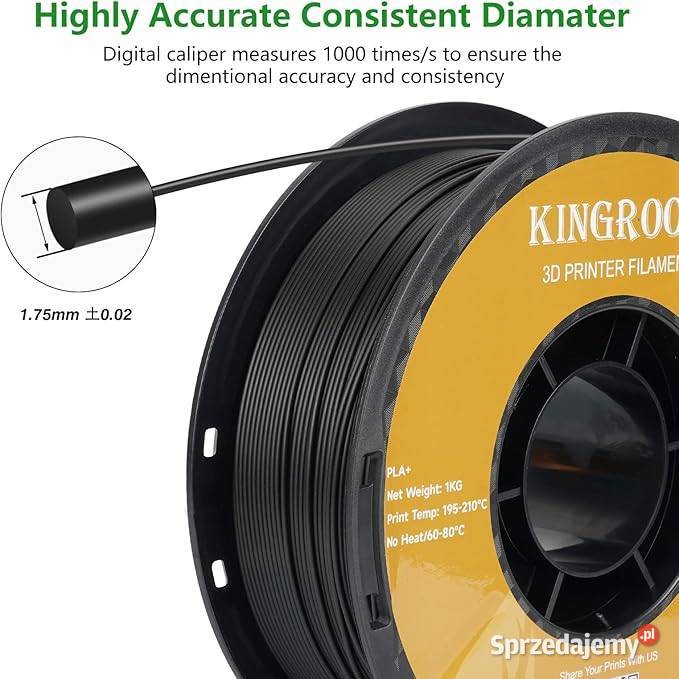 KINGROON FILAMENT CZARNY PETG 175mm 1 USB Drukarki i skanery