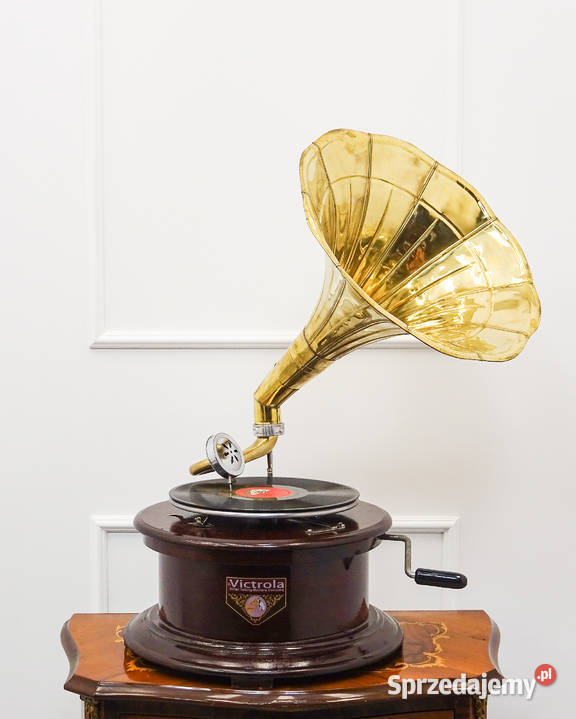 Stylowy PATEFON Victrola okrągła Mahoń obudowa Kalisz sprzedam