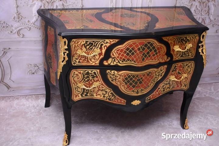 Komoda Szafa Boulle Liczne Zdobienia Drewno Brąz Kraków