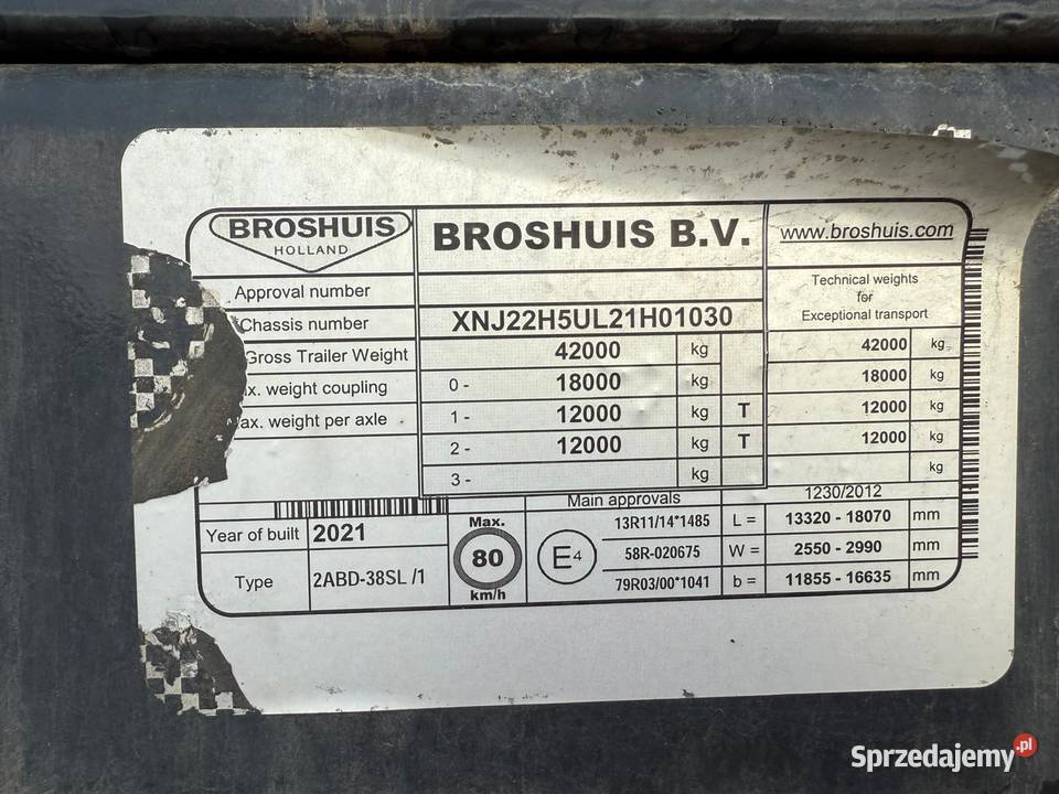 Naczepa niskopodwoziowa kombajnówka BROSHUIS Nowa Ruda