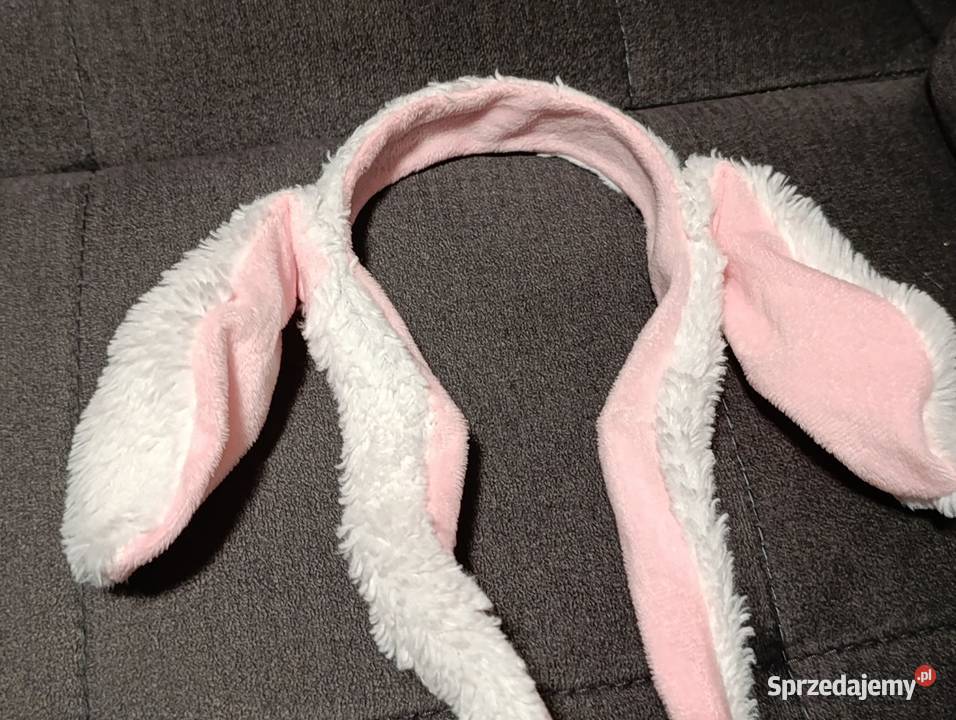 białoróżowa opaska z uszami królik z ruchomymi wielkopolskie Poznań
