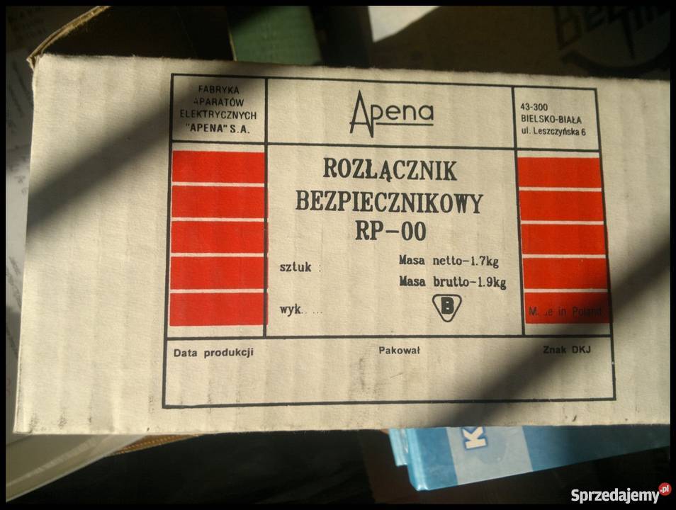 Rozłącznik bezpiecznikowy RP00 Apena 160A Dąbrowa Górnicza sprzedam