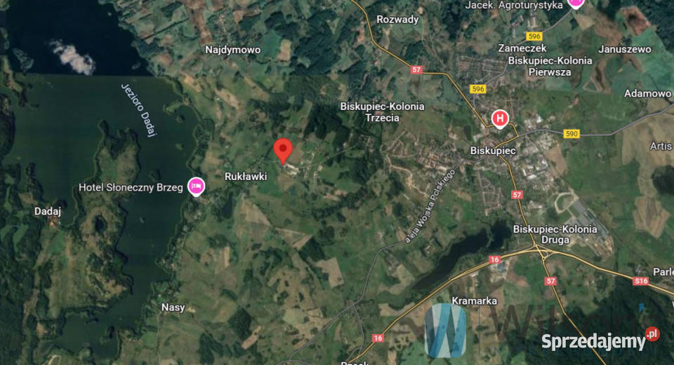 sprzedaży gruntu 1300m2 Rukławki woda