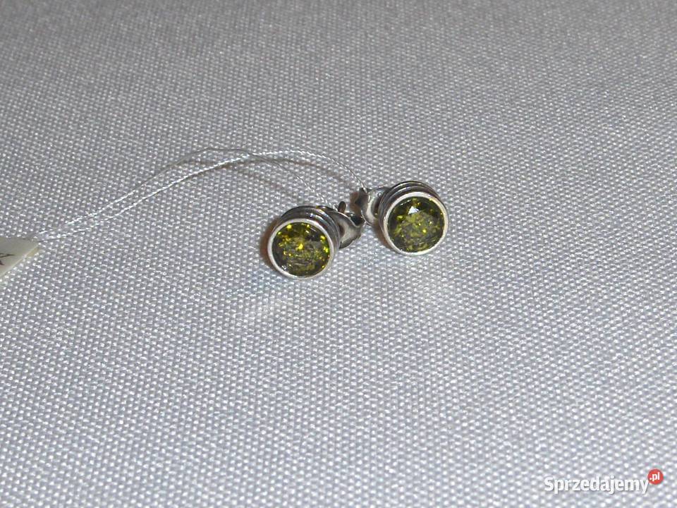 W Kruk Srebrne kolczykiwkręty z kryształami Zegarki i Biżuteria łódzkie Łódź