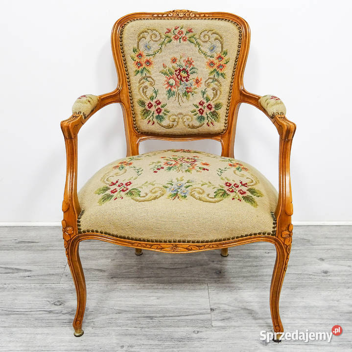 Drewniany FOTEL LUDWIK Fotel STYL francuski 86cm Kalisz