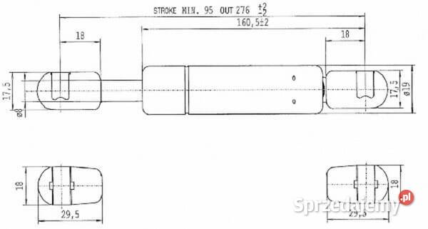 Sprężyna gazowa L276 mm 350N Stabilus CA592382 Kamionna