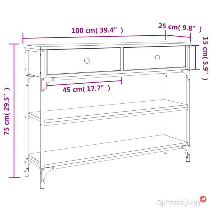 Stolik konsolowy czarny 100x25x75 WM834180 Warszawa