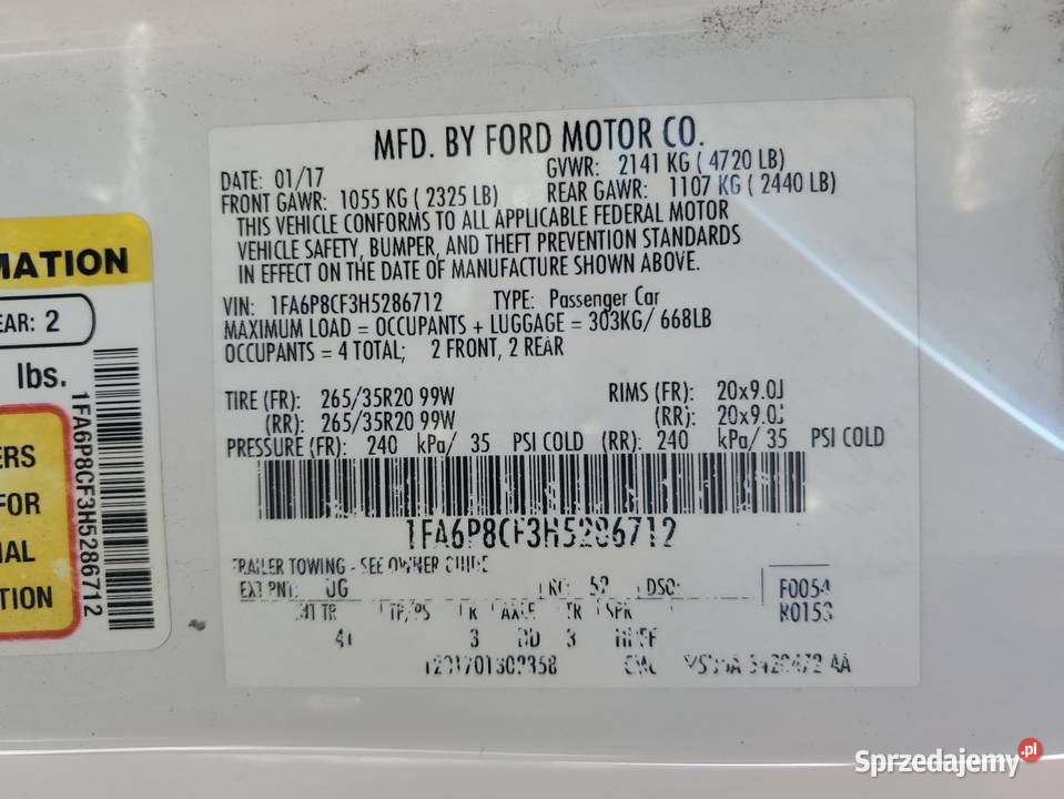 2017 FORD MUSTANG GT do sprowadzenia Częstochowa