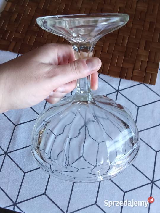 Prl patera bomboniera art deco szkło przezroczysty Łódź