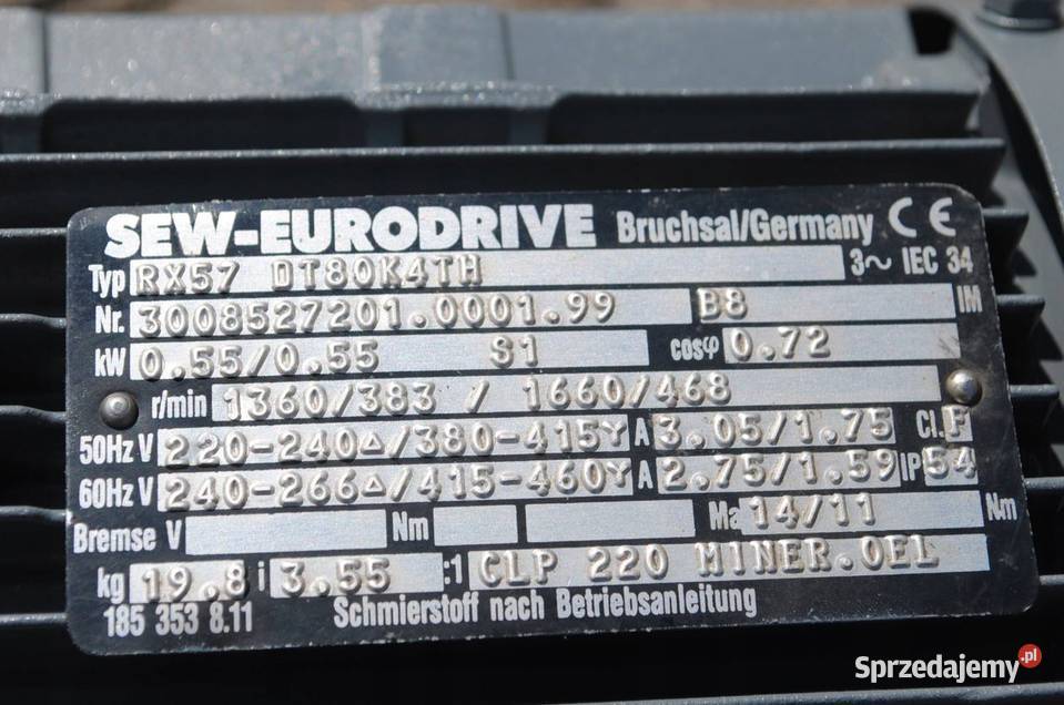 Motoreduktor 055kw 383obrmin Firmy SEW Kargowa