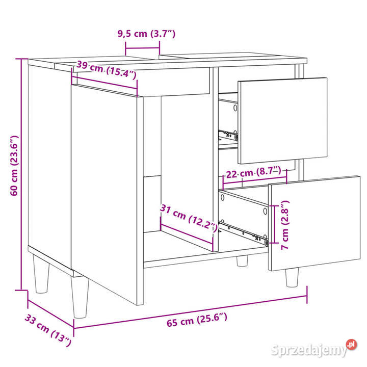 Szafka łazienkowa dąb sonoma 65x33x60 WM847406 Warszawa