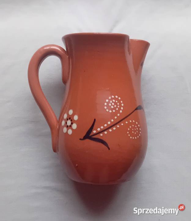 Ceramiczny ręcznie malowany dzbanek datowany wielkopolskie Koźminek