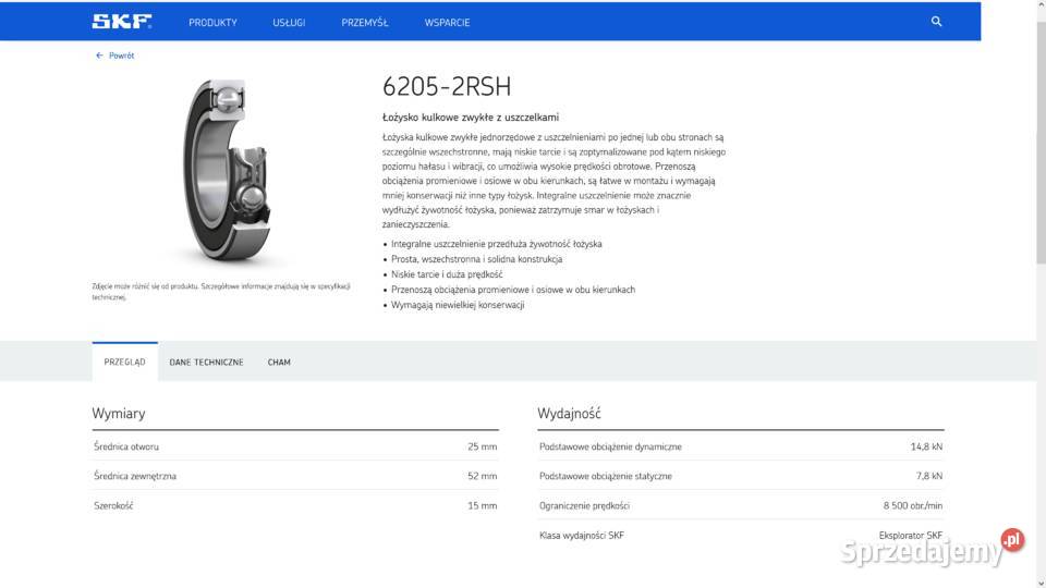 Łożysko 6205 2RSH SKF 25x52x15 Łódź