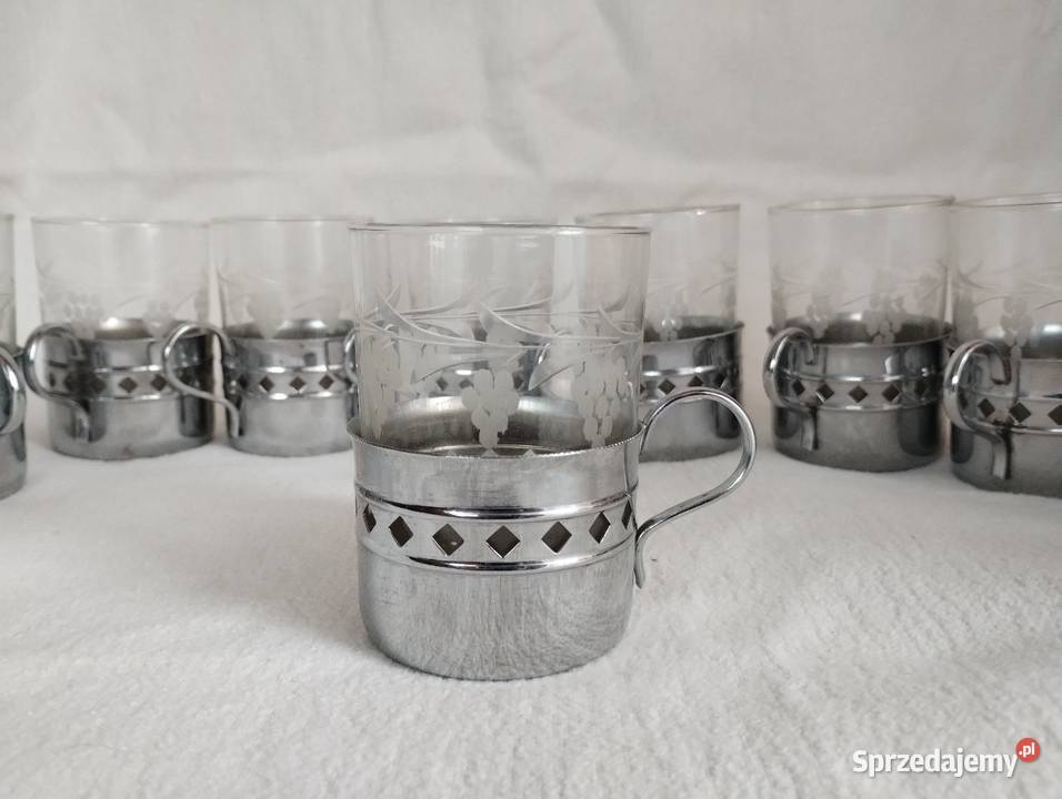 PRL Zestaw Szklanek z Cukiernicą Szklanki i kufle śląskie Cieszyn