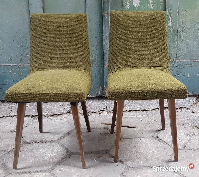 Krzesła tapicerowane fotele PRL łata 70