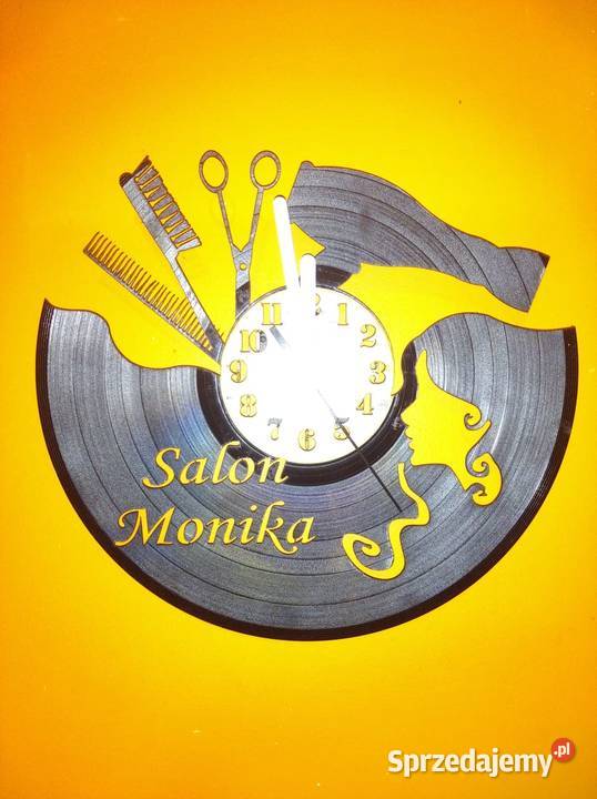 zegar ścienny płyta winylowa fryzjer salon
