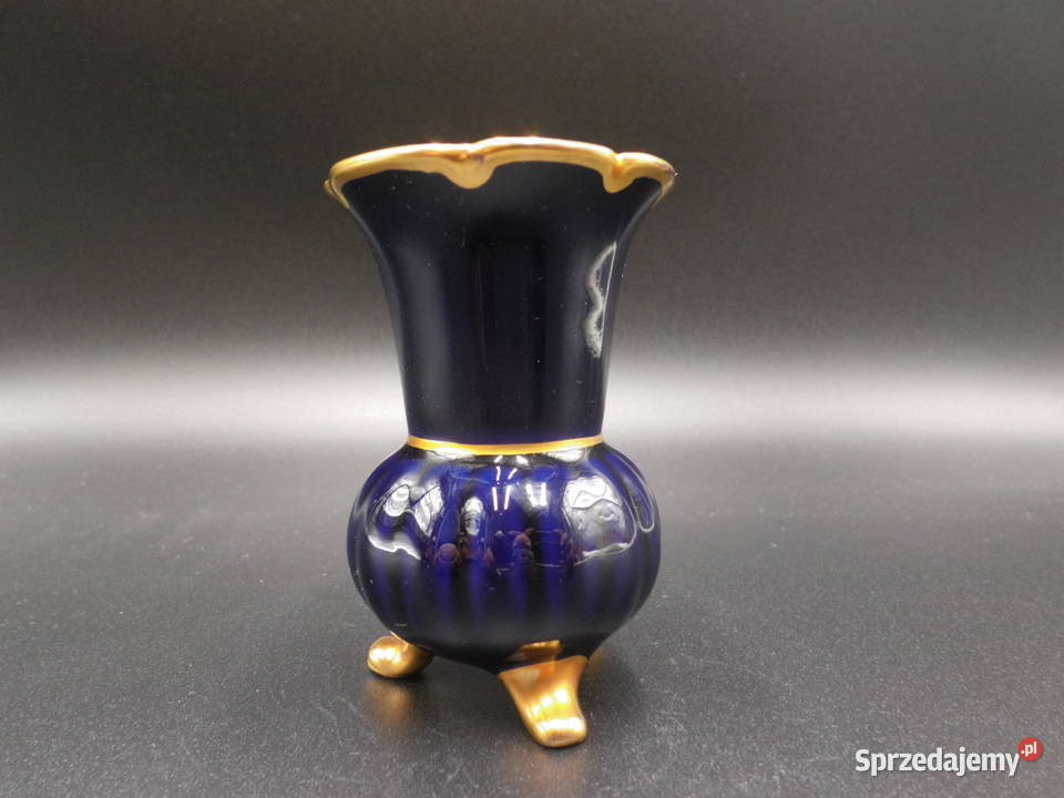 Porcelanowy kobaltowy wazon UNTER WEISS BACH wielkopolskie Raszków