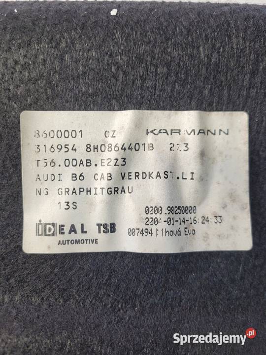 TAPICERKA BOCZEK BAGAŻNIKA AUDI A4 B6 8H0864401 Przystajń sprzedam