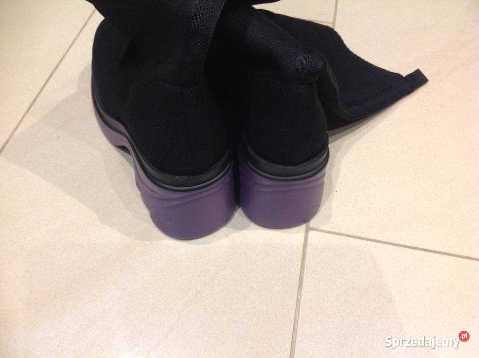 Czarne Kozaki Skarpetowe Na Platformie Damskie lubuskie Nowa Sól