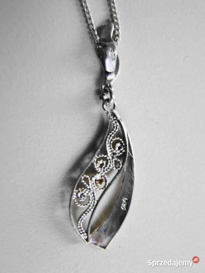 Śliczny stary naszyjnik filigran srebro