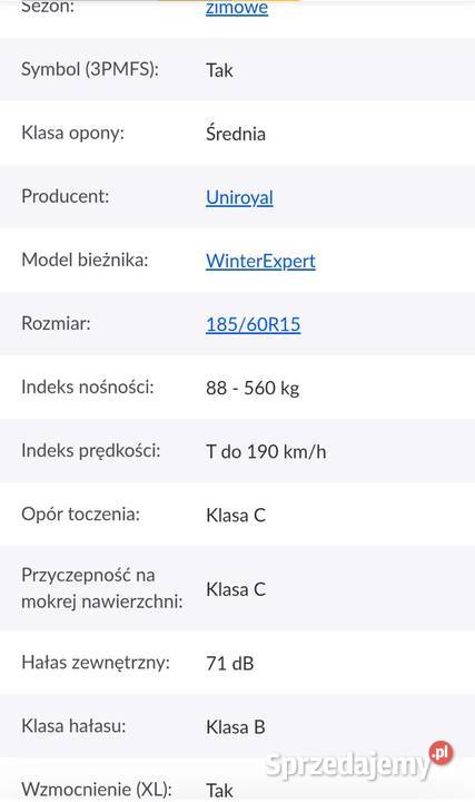 Opony Uniroyal 16565r15 88T Bolesławiec