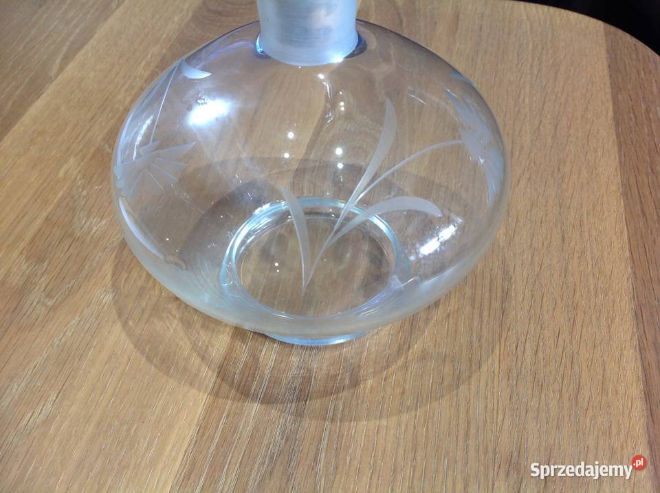 Stara Karafka Szklana Art Decor z Czarną Porcelana i szkło
