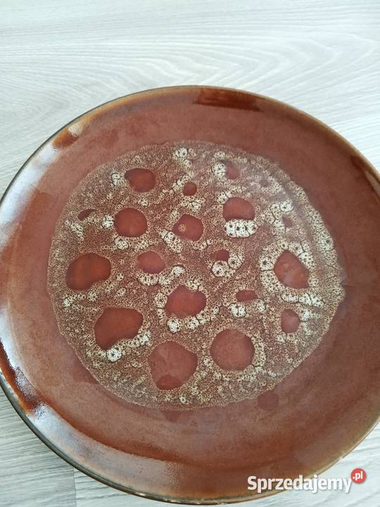 rązowy talerzyk deserowy Porcelit Pruszków wzór Kraków