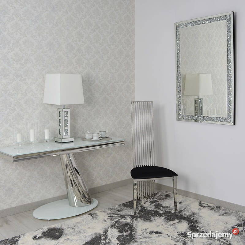 Kryształowe srebrne lustro glamour do salonu Warszawa