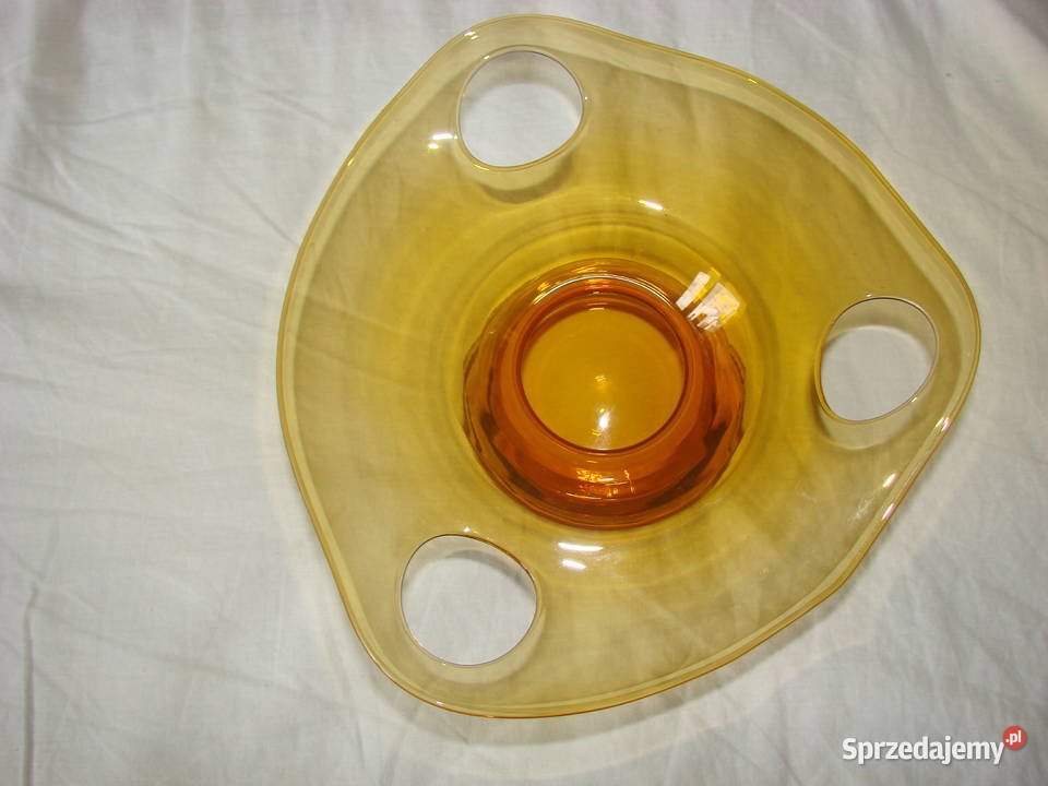 szklany miodowy bursztynowy wazon pomorskie Pruszcz Gdański