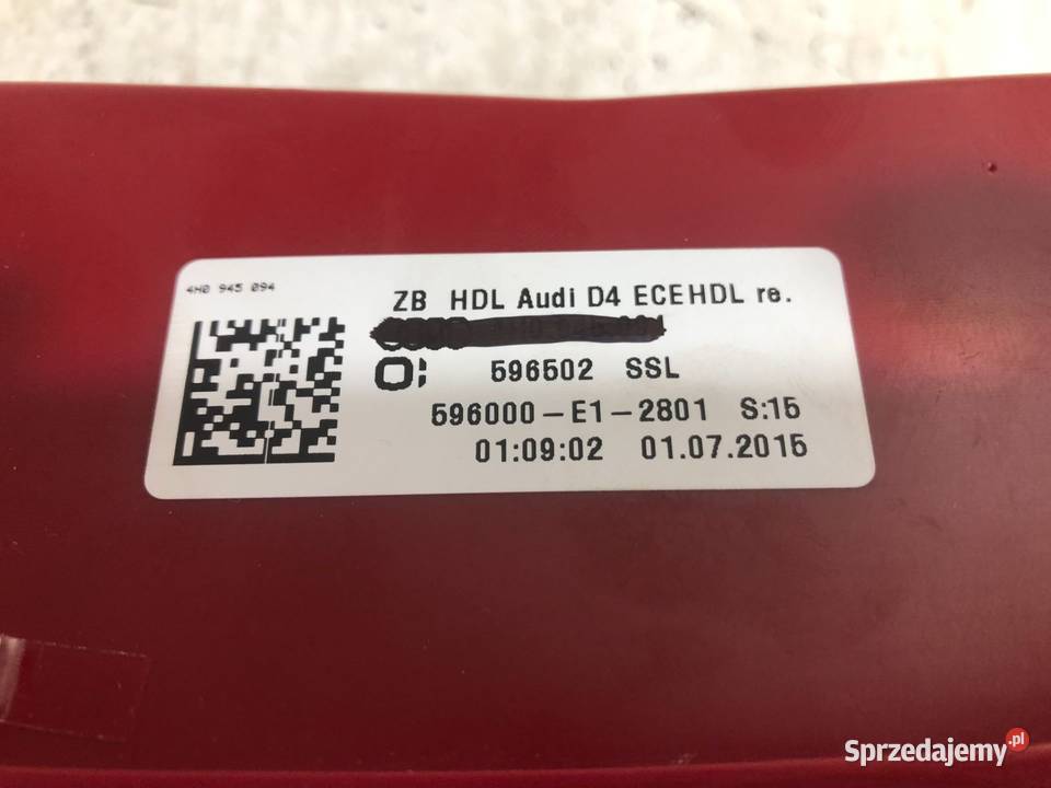 AUDI A8 D4 20092013 4H0945094 Lampa tylna tył Skarżysko-Kamienna