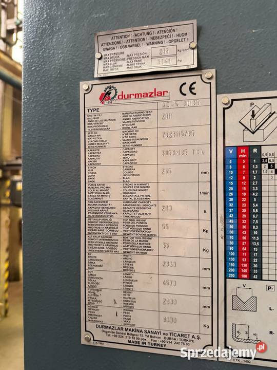 PRASA KRAWĘDZIOWA DURMAZLAR ADS 3013S 135T3050mm Pleszew